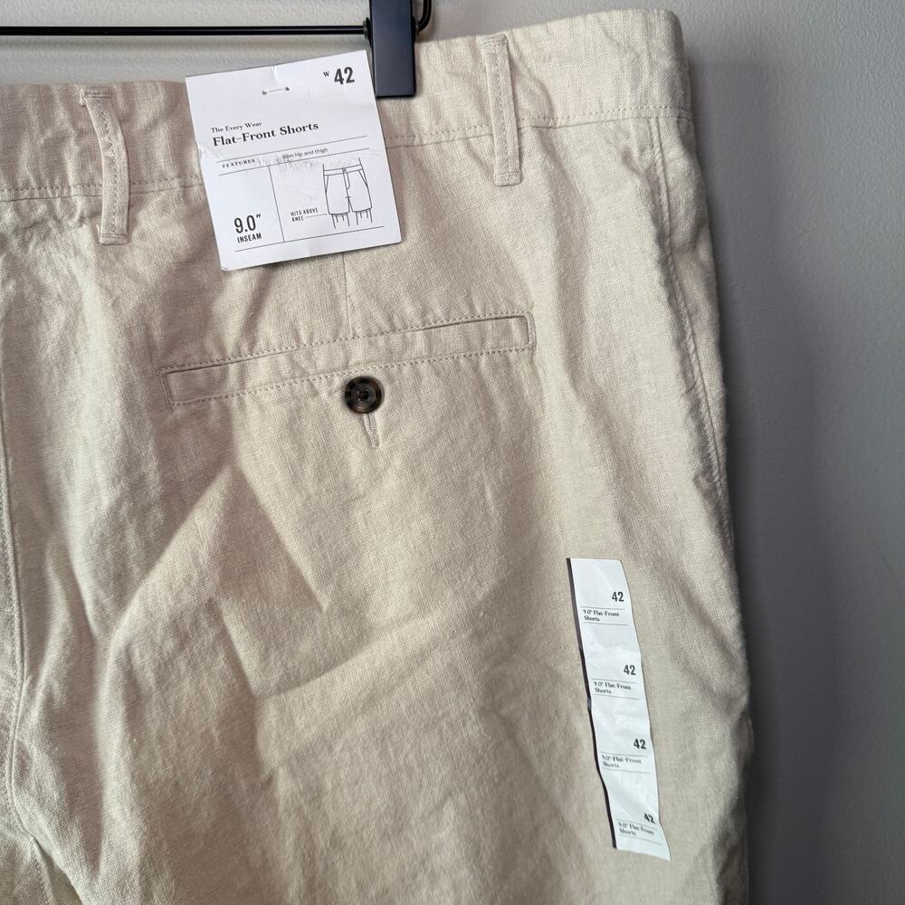 Goodfellow Men's The Every Wear 9" Flat Front Linen Shorts Tan Size 42 - Picture 6 of 6